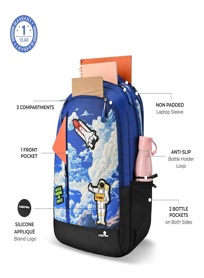 Gear Astro Cab 4 Compartment Backpack 17"/30L Medium Water Resistant School Bag/Casual Backpack/Daypack/Kids Bag for Boys/Girls (Blue-Black) - Image 4